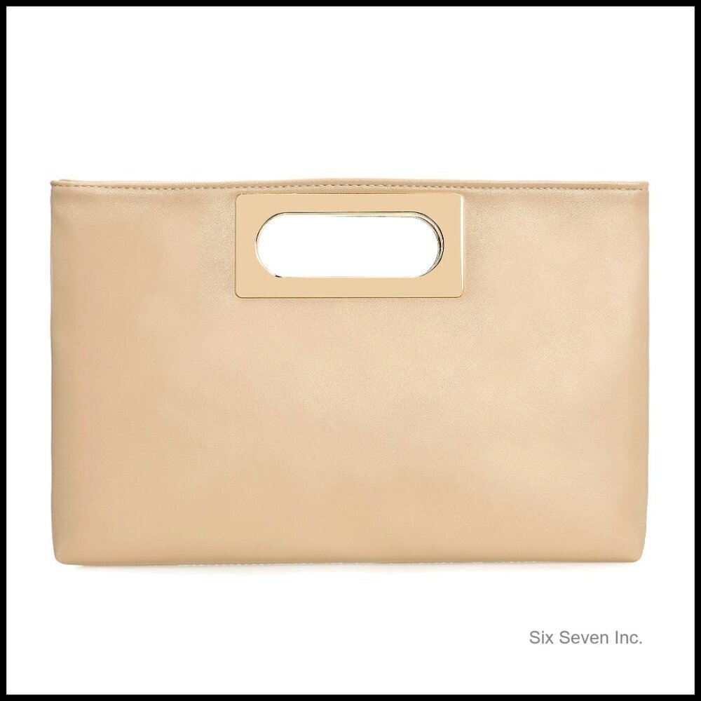 Elegant PU Leather Clutch Purse Formal Evening Bag with Removable Chain Strap